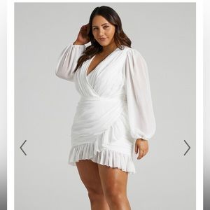 Showpo white ruffle dress